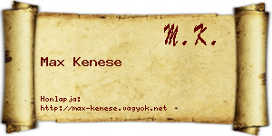 Max Kenese névjegykártya